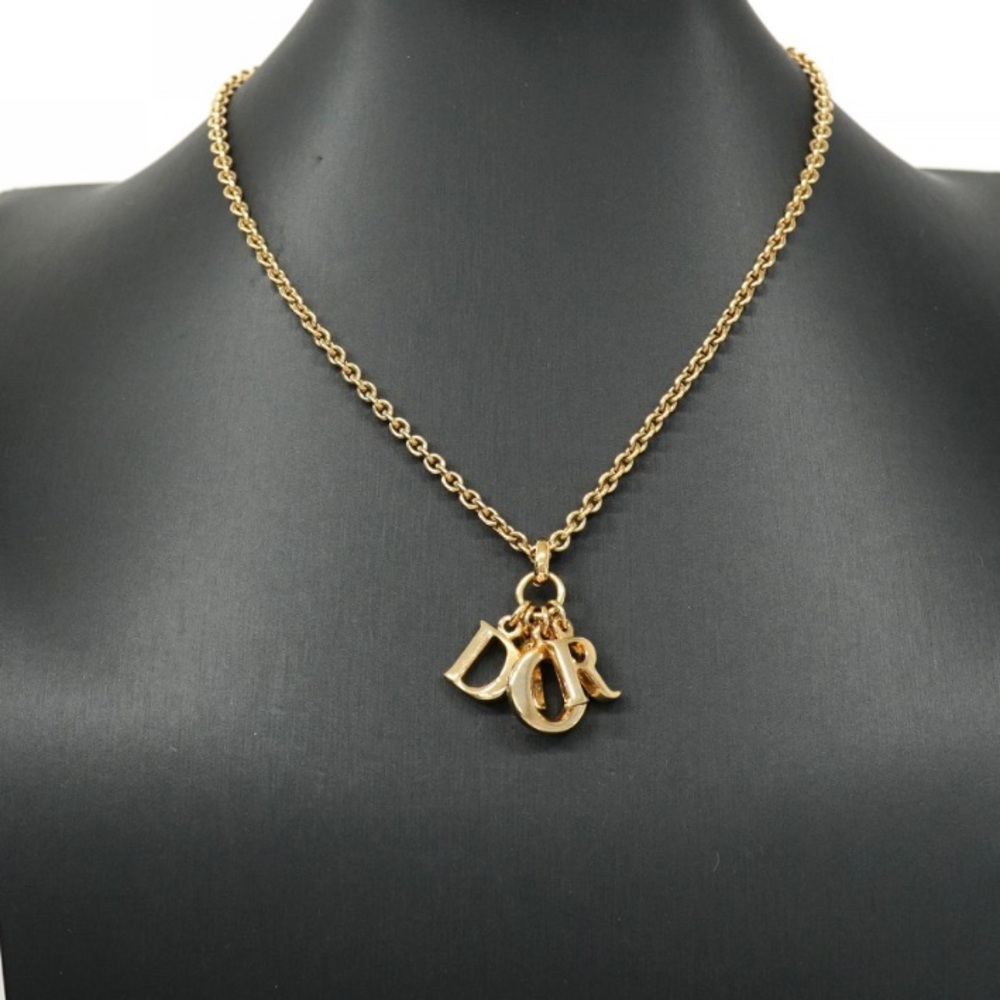 Dior Gold Necklace with Logo Pendant